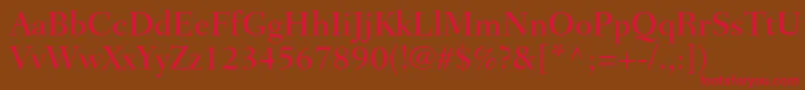フォントFairfieldltstdMedium – 赤い文字が茶色の背景にあります。