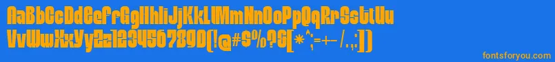 MobleysansCondensed Font – Orange Fonts on Blue Background
