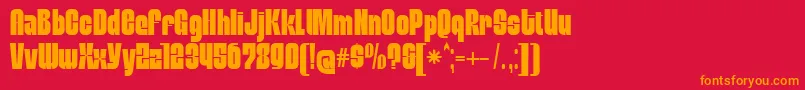 MobleysansCondensed Font – Orange Fonts on Red Background