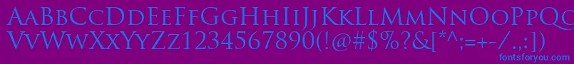 TrajanproRegular Font – Blue Fonts on Purple Background