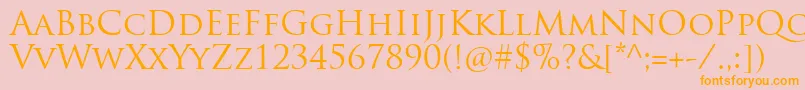 TrajanproRegular-Schriftart – Orangefarbene Schriften auf rosa Hintergrund