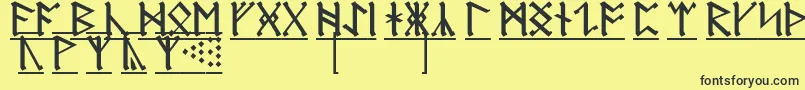 フォントAnglosaxonRunes1 – 黒い文字の黄色い背景