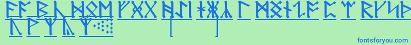 フォントAnglosaxonRunes1 – 青い文字は緑の背景です。