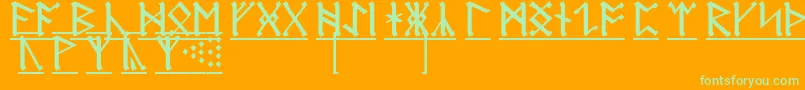 AnglosaxonRunes1-Schriftart – Grüne Schriften auf orangefarbenem Hintergrund