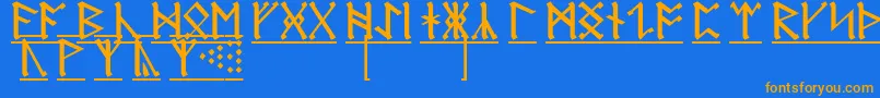 AnglosaxonRunes1 Font – Orange Fonts on Blue Background