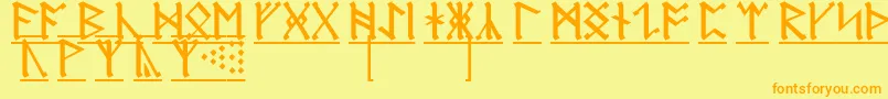 AnglosaxonRunes1 Font – Orange Fonts on Yellow Background