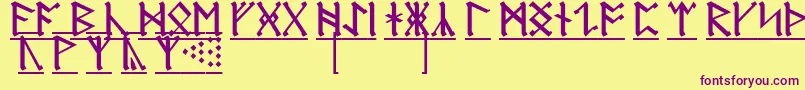 AnglosaxonRunes1 Font – Purple Fonts on Yellow Background