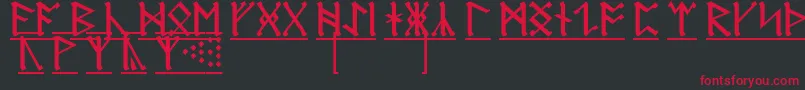 フォントAnglosaxonRunes1 – 黒い背景に赤い文字