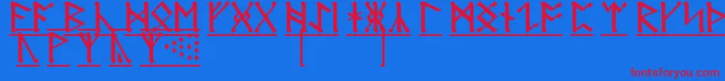 フォントAnglosaxonRunes1 – 赤い文字の青い背景