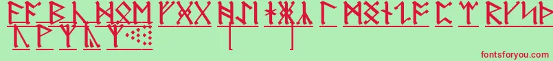 AnglosaxonRunes1 Font – Red Fonts on Green Background