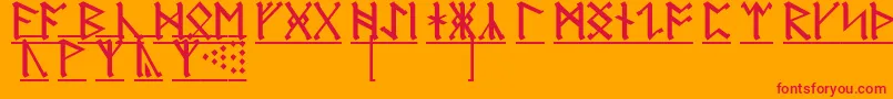 AnglosaxonRunes1 Font – Red Fonts on Orange Background