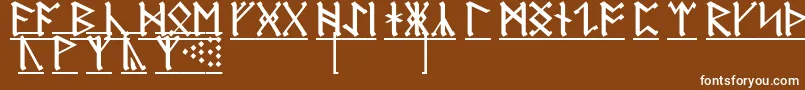 AnglosaxonRunes1-Schriftart – Weiße Schriften auf braunem Hintergrund