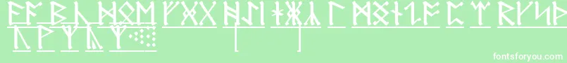 フォントAnglosaxonRunes1 – 緑の背景に白い文字