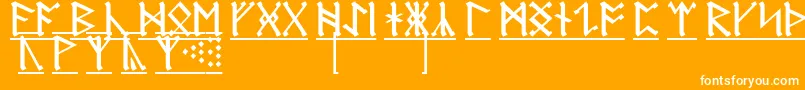 AnglosaxonRunes1-Schriftart – Weiße Schriften auf orangefarbenem Hintergrund