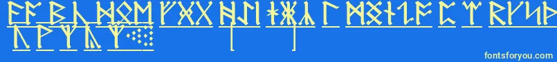 AnglosaxonRunes1-Schriftart – Gelbe Schriften auf blauem Hintergrund