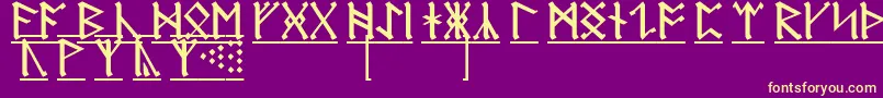 AnglosaxonRunes1-fontti – keltaiset fontit violetilla taustalla