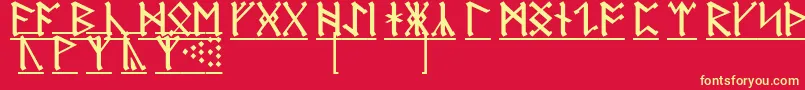 Fonte AnglosaxonRunes1 – fontes amarelas em um fundo vermelho