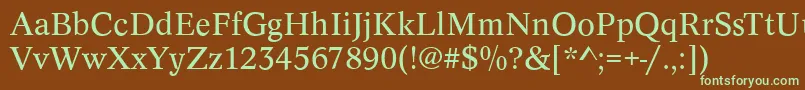 フォントConceptRegular – 緑色の文字が茶色の背景にあります。