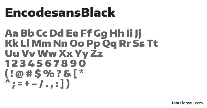 Czcionka EncodesansBlack – alfabet, cyfry, specjalne znaki
