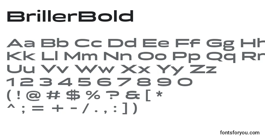 A fonte BrillerBold – alfabeto, números, caracteres especiais