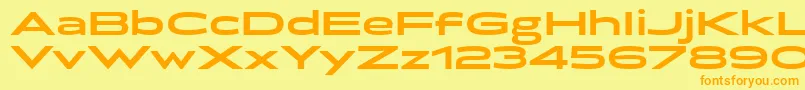 フォントBrillerBold – オレンジの文字が黄色の背景にあります。