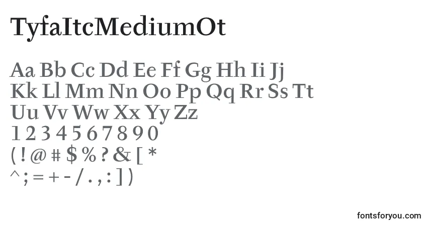 Czcionka TyfaItcMediumOt – alfabet, cyfry, specjalne znaki