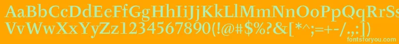 Шрифт TyfaItcMediumOt – зелёные шрифты на оранжевом фоне