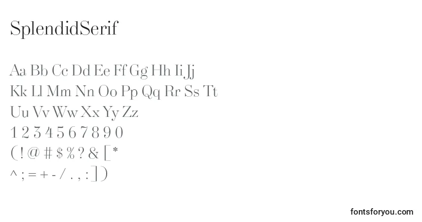 Czcionka SplendidSerif – alfabet, cyfry, specjalne znaki