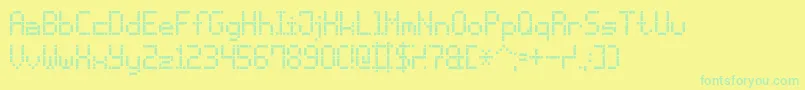 DashDotLcd7-Schriftart – Grüne Schriften auf gelbem Hintergrund