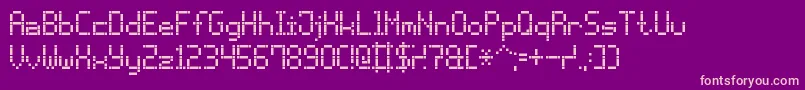 Saiba mais sobre a fonte DashDotLcd7 Fonte DashDotLcd7 – fontes rosa em um fundo violeta