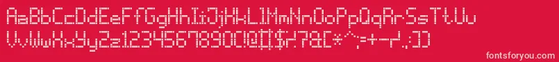 DashDotLcd7-fontti – vaaleanpunaiset fontit punaisella taustalla