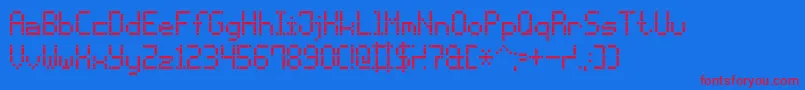 DashDotLcd7-Schriftart – Rote Schriften auf blauem Hintergrund