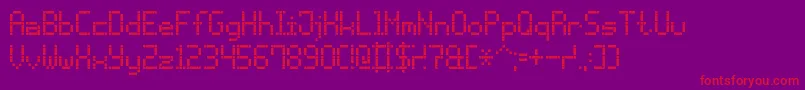 DashDotLcd7-Schriftart – Rote Schriften auf violettem Hintergrund