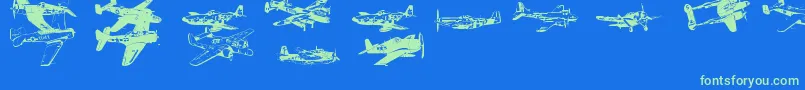 Fonte Ww2Aircraft – fontes verdes em um fundo azul