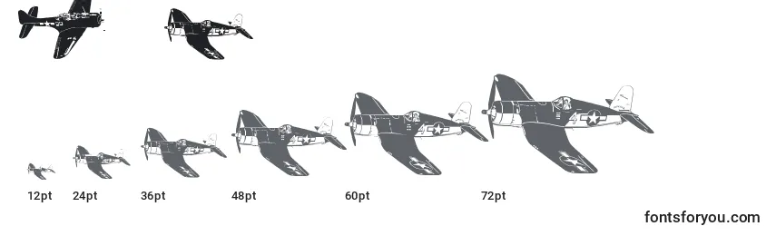 Größen der Schriftart Ww2Aircraft