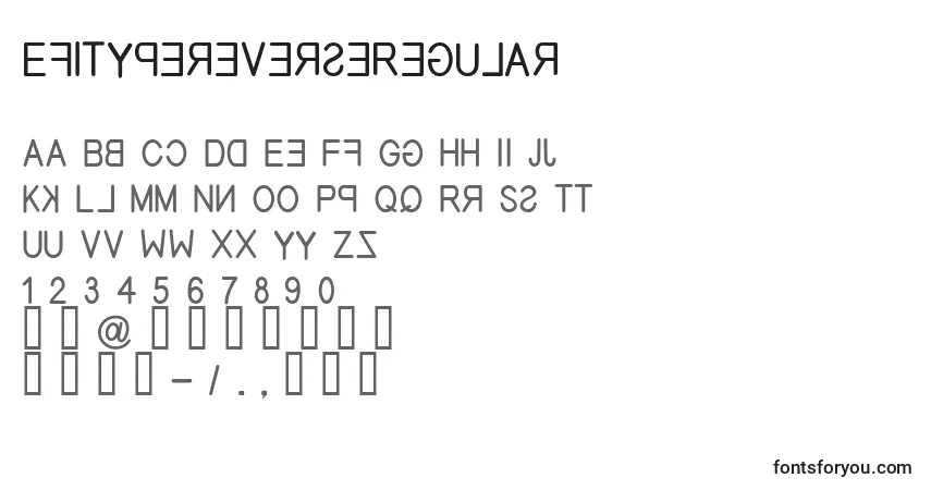 Czcionka EfitypereverseRegular – alfabet, cyfry, specjalne znaki