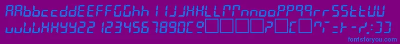 LeslieRegular-Schriftart – Blaue Schriften auf violettem Hintergrund