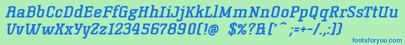 Шрифт KorneuburgslabboldBolditalic – синие шрифты на зелёном фоне