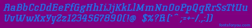 Шрифт KorneuburgslabboldBolditalic – синие шрифты на фиолетовом фоне