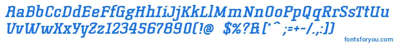 KorneuburgslabboldBolditalic-Schriftart – Blaue Schriften auf weißem Hintergrund