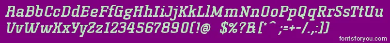 フォントKorneuburgslabboldBolditalic – 紫の背景に緑のフォント