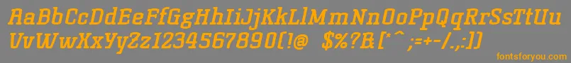 KorneuburgslabboldBolditalic-Schriftart – Orangefarbene Schriften auf grauem Hintergrund