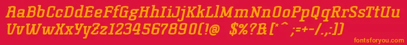 フォントKorneuburgslabboldBolditalic – 赤い背景にオレンジの文字