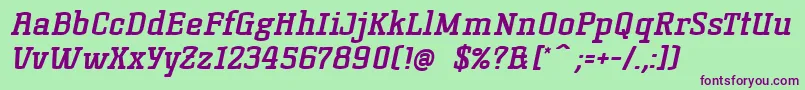 フォントKorneuburgslabboldBolditalic – 緑の背景に紫のフォント