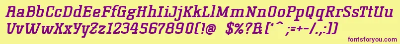 KorneuburgslabboldBolditalic-fontti – violetit fontit keltaisella taustalla
