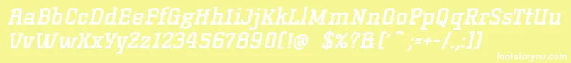 KorneuburgslabboldBolditalic-fontti – valkoiset fontit keltaisella taustalla