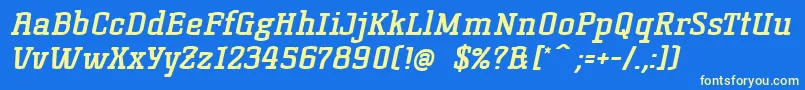 KorneuburgslabboldBolditalic-fontti – keltaiset fontit sinisellä taustalla