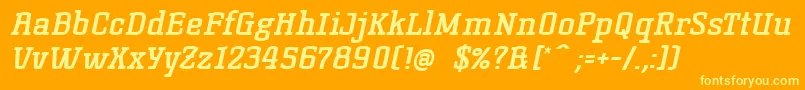 Шрифт KorneuburgslabboldBolditalic – жёлтые шрифты на оранжевом фоне
