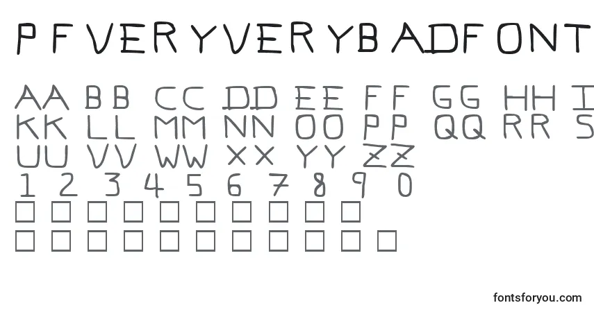 Schriftart PfVeryverybadfont7 – Alphabet, Zahlen, spezielle Symbole