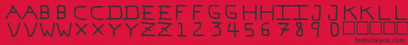 フォントPfVeryverybadfont7 – 赤い背景に黒い文字